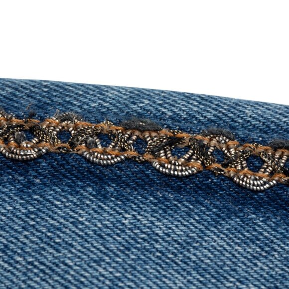 Fiorucci (Italy) 80s, Ring-Spun Indigo, Jacquard Braid, Gold Lace Overlay - Picture 8 of 11